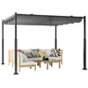 Image de Pergola de Jardin 31 x 31 x 225M COSTWAY-Auvent Rétractable en Tissu Polyester-Structure Métalliques-Pare-Soleil- PatioTerrasse