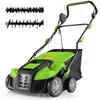 Image de Scarificateur Electrique 40cm COSTWAY-2 en 1 Emousseur 2000W-HauteurProfondeur Réglable-Collecte 55 L-Pliable-Clip pour Cordon-Vert
