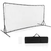 Image de Filet de Rebond de Football Enfants COSTWAY-3725 x 1825cm-Filet PE-Sac de Transport-Entraînement de Football en Métal-Noir