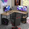 Image de COSTWAY Bureau dAngle Informatique en Forme L 138 CM Industriel avec Structure en Acier au Carbone Étagère à 2 Niveaux Naturel
