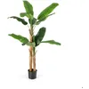 Image de COSTWAY Bananier Artificiel de 165 cm Tiges Doubles 10 Grandes Feuilles Plante Verte en Pot Décoration de Maison Salon Bureau