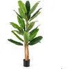 Image de COSTWAY Bananier Artificiel de 195 cm Tiges Triples 27 Grandes Feuilles Plante Verte en Pot Décoration de Maison Salon Bureau