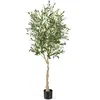 Image de COSTWAY Olivier Artificiel Plante Artificielle en Pot H-182 cm 1296 Feuilles en Soie 72 Fruits Décoration Intérieur / Extérieur