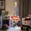 Image de GOPLUS 170CM Décoration de Noël Sapin de Noël Pré-Éclairé 216 Lumières LED 6 Modes Cadre en Métal pour Intérieur&Extérieu