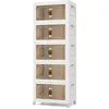Image de COSTWAY Boîte Rangement Plastique 316L 5 Caisses de Rangement Pliables avec 4 Roulettes et Couvercles pour Chambre Salon