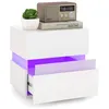 Image de COSTWAY Table de Chevet LED 2 Tiroirs Télécommandée 22 Modes 5 Luminosités 10 Vitesses Panneaux Acryliques 45 x 35 x45cm Blanc