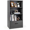 Image de COSTWAY Bibliothèque à 4 Niveaux - 60 x 38 x 120 CM - Tiroir - Dispositif Anti-basculement - Meuble/Étagère de Rangement - Gris
