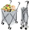 Image de Chariot de Courses Pliable COSTWAY-90 L-Freinage et Direction à 360°-Sac Oxford-Imperméable-Cadre en Acier-Capacité de 54kg-Gris