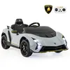 Image de Voiture Enfants Licence Lamborghini COSTWAY 4 Roues Motrices&Télécommande&Lumières 3 Vitesses 1145 x 64 x 455 CM Gris