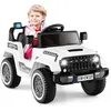Image de Voiture Électrique Enfant COSTWAY-Télécommande-12 V-3+ Ans-Démarrage Douce-3 Vitesses-SD/USB-Sonores et LED-2 à 5 km/h-Blanc