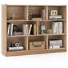 Image de Étagère Bibliothèque à 3 Niveaux COSTWAY-122 x 32 x 93cm-8 Cubes Ouverts de Rangement-Pied Antidérapant-Capacité Max 220 KG-Naturel