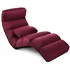Image de GOPLUS Fauteuil de Sol Fauteuil Relax Pliable avec Dossier Réglable sur 5 NiveauxCadre en Fer et Coussin pour Salon/Chambre Rouge