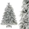 Image de Sapin de Noël Artificiel Floqué Ø 88 x 146H cm COSTWAY-150 Lumières LED Blanc Chaud-279 Branches-Aiguilles de Pin Feuilles de