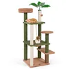 Image de COSTWAY Arbre à Chat 152cm à Multi-Niveaux Poteaux à Gratter Corde en Sisal Perchoir en Peluche Jouet Suspendu Auto-toiletteur