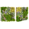 Image de COSTWAY Haie Artificiel 2 PCS Décorations Murales Carrées 50 x 50cm en 3D 10 Types de Plantes Mixtes Intérieur et Extérieur