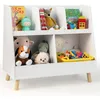 Image de COSTWAY Bibliothèque et Organisateur de Jouets pour Enfants 5 Compartiments Pieds en Bois Massif Kits Anti-basculement Blanc