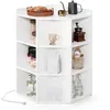 Image de COSTWAY Étagère dAngle 3 Niveaux avec Station de Charge 9 Compartiments 2 Ports USB 4 Prises 51 x 715 x 86 cm Blanc