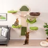Image de COSTWAY Arbre à Chat Mural à 5 Niveaux Etagères Murales pour Chat avec Lit Hamac Griffoirs et Tapis en Sisal Coussins Lavables