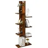 Image de COSTWAY Etagère de Rangement en Bois Bibliothèque Autoportante à 8 Etagères Présentoir Multifonctionnel pour Livre Plantes Brun