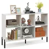 Image de Bibliothèque Ouverte à 6 Cubes COSTWAY Meuble de Rangement à 3 Niveaux 5 Pieds Étagères Réglables Patins Antidérapants Blanc