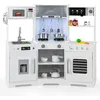 Image de COSTWAY Cuisine Enfant de 3+ Ans -en Bois-Sons et Lumières-Espace de Rangement-Accessoires Inclus-110 x 43 x 92 CM-Blanc