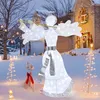 Image de COSTWAY Décoration de Noël - Ange Illuminé H150cm avec 100 Lumières LED 4 Piquets 10 Attaches Zippées Intérieur & Extérieur