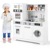 Image de COSTWAY Cuisine Enfants de 3 Ans+ 7 Accessoires Distributeur d’Eau Micro-ondes Four Machine à Laver Sons et Lumières