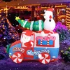 Image de GOPLUS Père Noël sur Véhicule Gonflable Décoration de Noël Gonflable pour Extérieur avec 5 Lumières LED Ventilateur Intégré