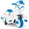 Image de GOPLUS Voiture Électrique 12V pour Enfants avec Fonction Bascule Motif Licorne 3 Roues et Roues dAppui Effet Musique Bleu