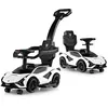 Image de Lamborghini Voiture à Pousser 3 en 1 pour Enfants Roues Universelles Poignée Amovibles Musique Espace de Rangement Blanc