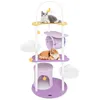 Image de Arbre à Chat 158 cm Multi-Niveaux COSTWAY Perchoir Surdimensionné Plateformes de Saut Condo pour Chat Tunnel Jouets Suspendus