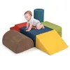 Image de COSTWAY 6 PCS Parcours Motricité Bébé en Mousse avec Housse en Tissu Chenille Fermeture Clair pour Enfants dge Préscolaire