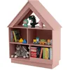 Image de COSTWAY Bibliothèque en Forme de Maison pour Enfants en Bois Étagère à 3 Niveaux - 5 Compartiments Kit Anti-basculement Rose