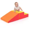 Image de 2PCS Module Motricité Bébé en Mousse COSTWAY-Bloc de Construction Housse PU Imperméable & Amovible-Attache Auto-aggrippant-Orange