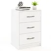 Image de COSTWAY Table de Chevet avec 3 Tiroirs 385 x 28 x 54 cm Table dAppoint pour Chambre à Coucher Salon Bureau Blanc