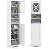 Image de COSTWAY Meuble Colonne de Salle de Bain avec 5 Étagères Réglables Placards à Porte 2 Compartiments 40 x 30 x 170 cm Blanc