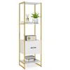 Image de COSTWAY Meuble Étagère à 5 Niveaux avec Tiroir Kits Anti-Basculement Double Étagère dExposition pour Salon Chambre Bureau Blanc
