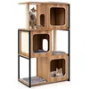 Image de Arbre à Chat Multi-niveaux 133 cm COSTWAY Cadre en Métal Griffoirs Perchoir Plateformes Coussins Amovibles Condo pour Chats