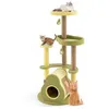 Image de Arbre à Chat Multi-Niveaux 125 CM COSTWAY Thème d’Avocat Condo Privé Brosse dAuto-toilettage Pompons Amusants Plateformes