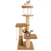 Image de Arbre à Chat Multi-niveaux 164 cm COSTWAY Poteaux à Griffer Perchoir Lit pour Chat Amovible Plateformes de Saut Corde en Sisal