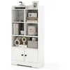 Image de COSTWAY Bibliothèque avec 5 Compartiments de Rangement et 2 Portes 2 Kits Anti-basculement pour Salon Chambre Bureau Blanc