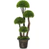 Image de Arbre Artificielle Interieur - RELAX4LIFE - Tronc en Rotin - Pot Rempli de Ciment - Arbre Topiaire en Cèdre Artificiel 90CM