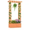Image de COSTWAY Jardinière Surélevée en Bois avec Treillis pour Plantes Grimpantes Toit Suspendu Trous de Drainage 66 x 32 x 152 cm