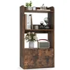 Image de COSTWAY Bibliothèque avec Tiroir et Etagère Ouverte à 3 Niveaux Kits Anti-basculement pour Salon Bureau Chambre Marron Rustique