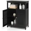 Image de COSTWAY Meuble de Rangement pour Salle de Bain en Bois avec Placard 2 Portes à Volet Etagère Réglable pour Salle de Bain Salon Noir