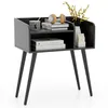 Image de COSTWAY Table de Chevet avec 3 Compartiments ouverts Table dAppoint avec Pieds en Métal pour Salon Chambre Noir