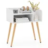 Image de COSTWAY Table de Chevet avec 3 Compartiments ouverts Table dAppoint avec Pieds en Métal pour Salon Chambre Blanc