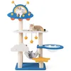 Image de Arbre à Chat Multi-Niveaux 124 CM COSTWAY Thème de lEspace Perchoir en Forme dUFO Poteaux à Gratter en Sisal Plateformes