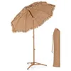 Image de COSTWAY Parasol de Plage Hawaïen Inclinable  200xH218cm en Chaume PP avec Base Pied Pliant 8 Baleines Sac de Transport Jardin