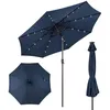 Image de Parasol de Jardin Déporté Inclinable COSTWAY - 24 Lumières LED - Dia.3x25M - Structure en Métal Robuste - Anti-UV - Bleu Foncé